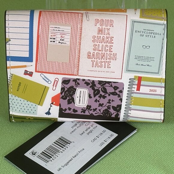 KATE SPADE PAGE TURNER CARD CASE TRIFOLD WALLET:NWT CREAM/MULTI - Picture 4 of 13